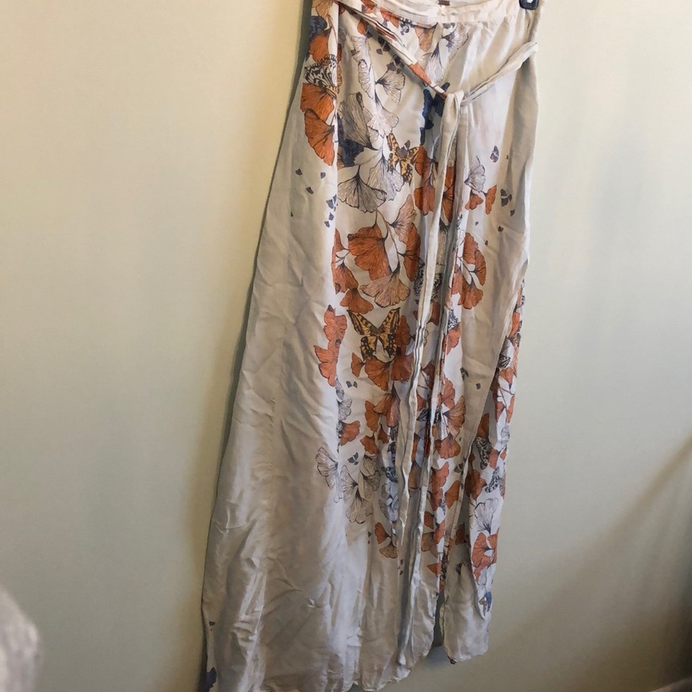 Long maxi wrap skirt with tie